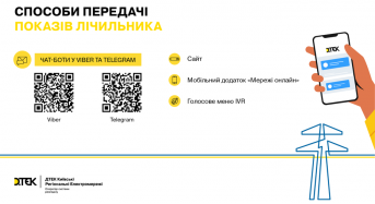 Передавати покази лічильників швидко та зручно за допомогою чат-боту ДТЕК Київські регіональні електромережі у Viber та Telegram