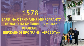 1578  заяв  подано на Київщині на отримання мікрогранту в межах реалізації державної програми «Єробота»
